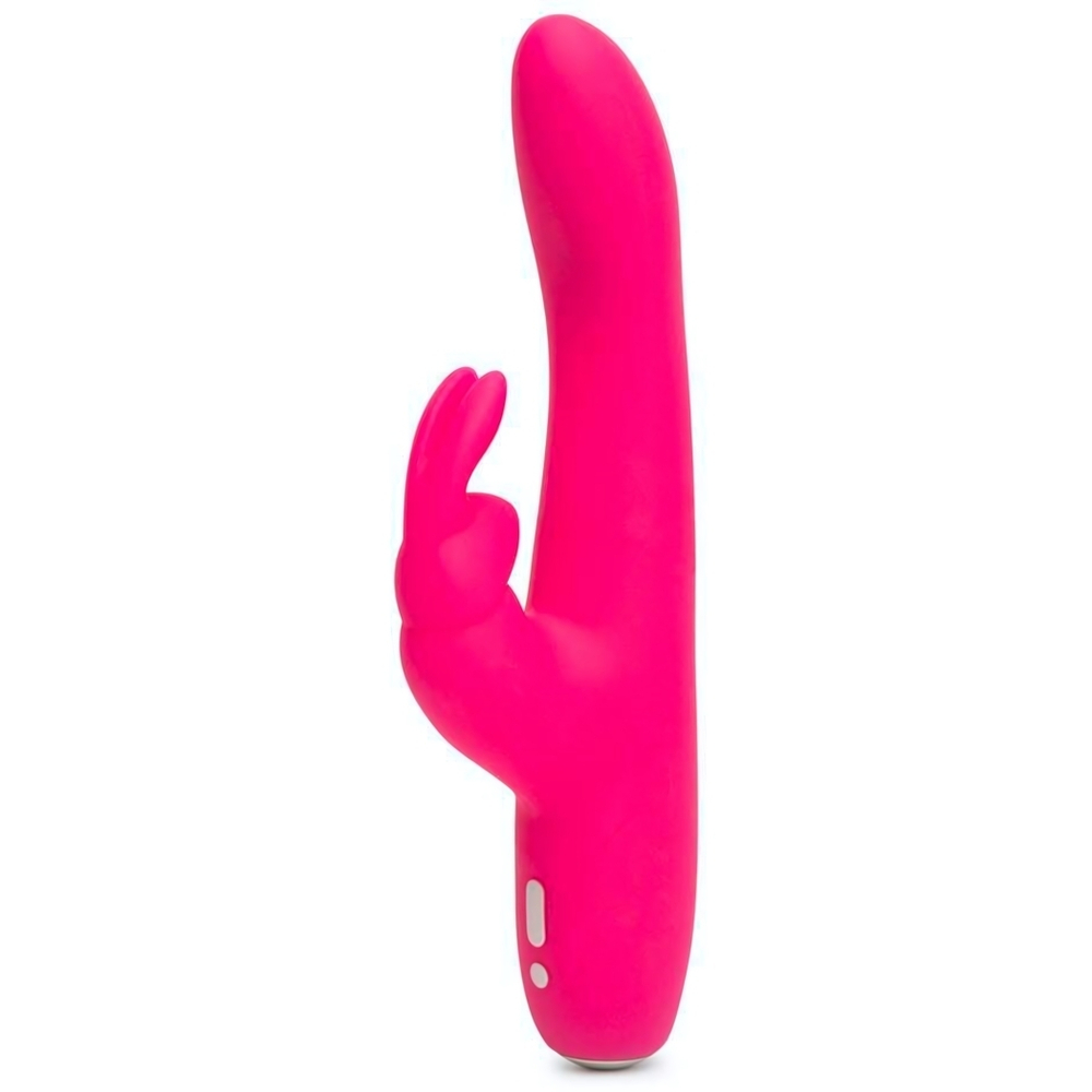 Розовый перезаряжаемый вибратор Rabbit Slimline Curve Rechargeable - 24 см. (Цвет: розовый)