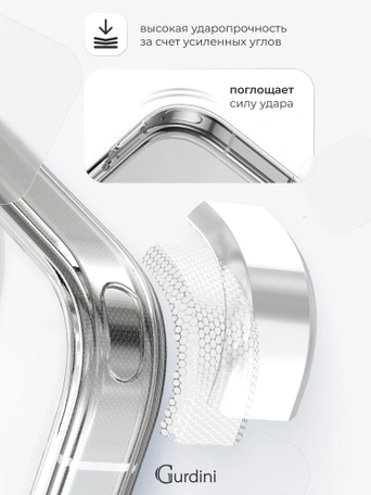 Чехол накладка iPhone 16 Pro 6.3" Gurdini Alba Series Protective with Magsafe Clear