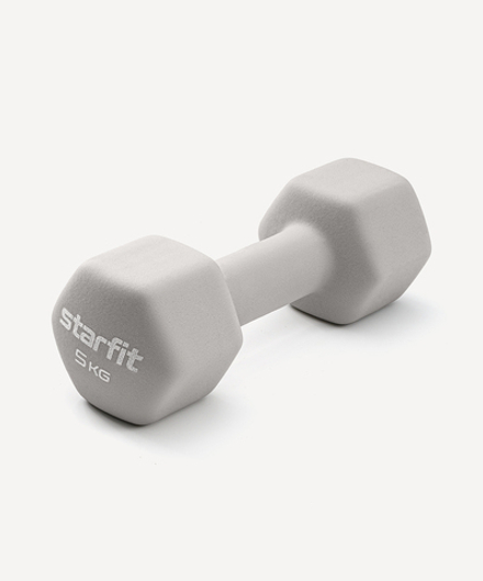 Гантель неопреновая STARFIT DB-201 5 кг, тепло-серый пастель