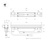 Линейный прожектор AR-LINE-300-6W Warm3000 (GR, 15 deg, 230V) (Arlight, IP65 Металл, 3 года)