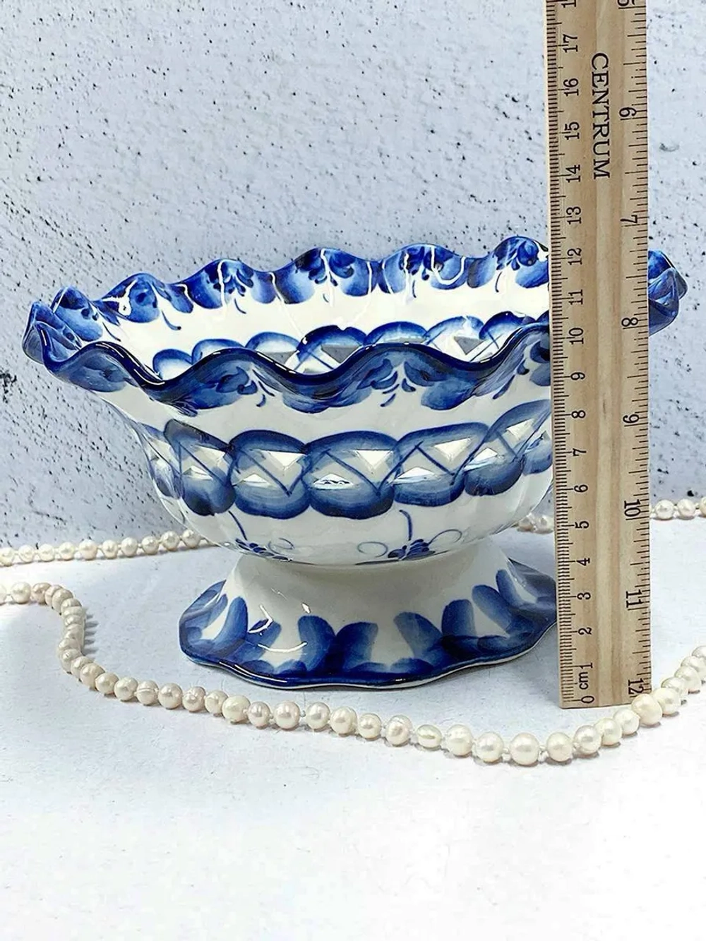 Конфетница фруктовница резная Ажурная Гжель