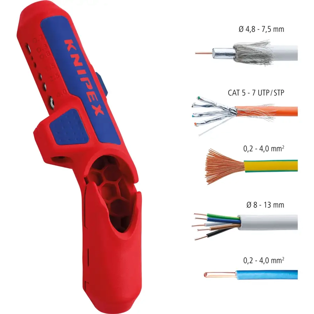 Универсальный инструмент для удаления оболочки ErgoStrip® Knipex 16 95 01 SB
