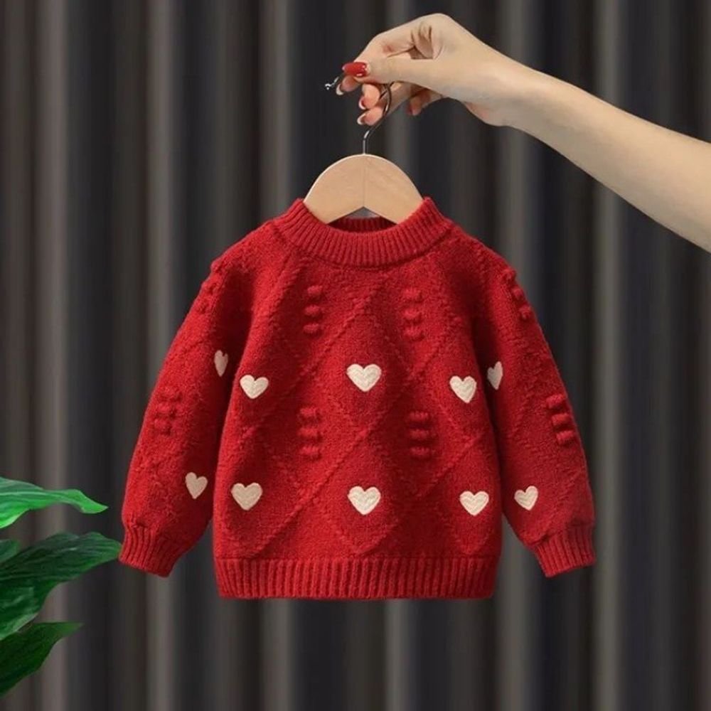 Свитер детский "Heart Print", красный Свитер детский "Heart Print", красный