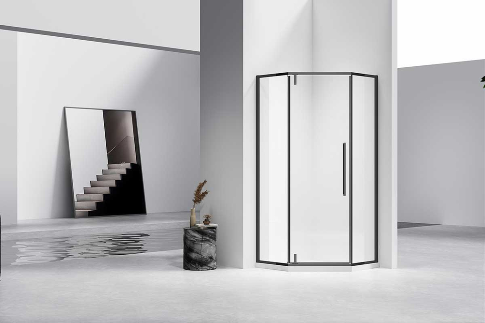 Душевой уголок Vincea Слим-Н (Slim-N) VSP-4SN100CLB, 1000*1000, черный, стекло прозрачное