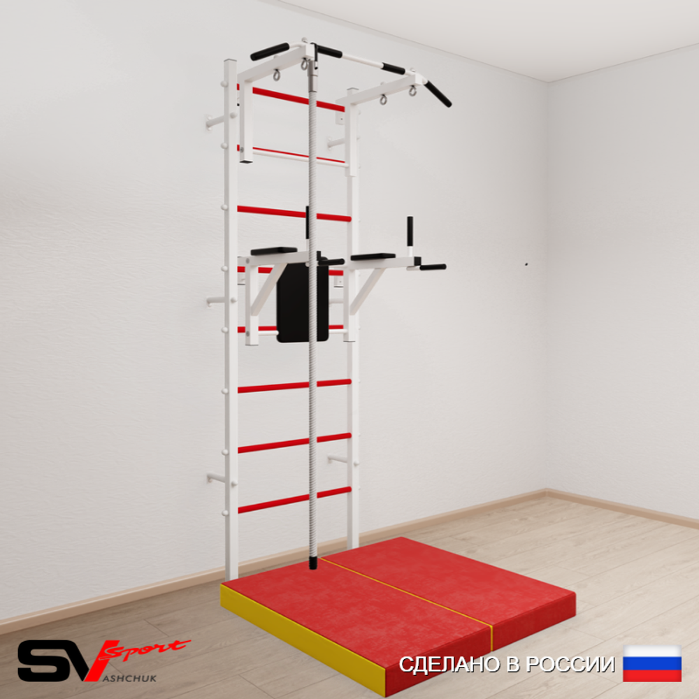 Шведская стенка Sv Sport 5704 (Турник стандарт/Брусья/Канат/Мат 1м)