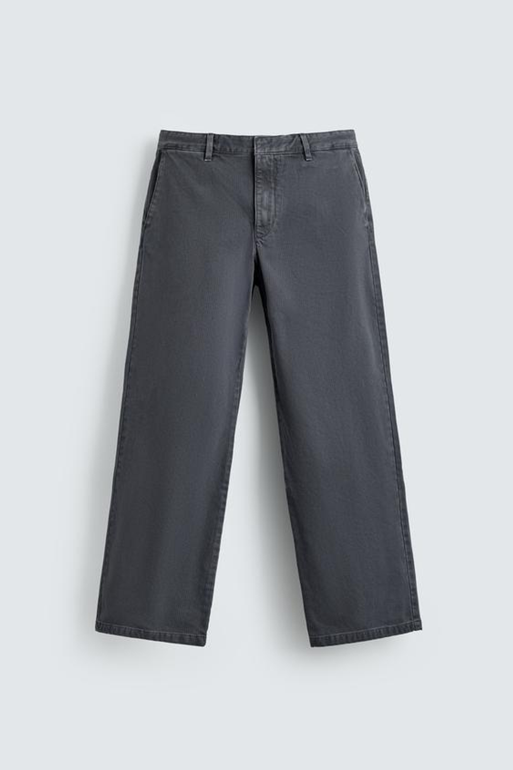 ZARA БРЮКИ ИЗ ВАРЕНОГО ХЛОПКА, СВЕТЛЫЙ ИНДИГО