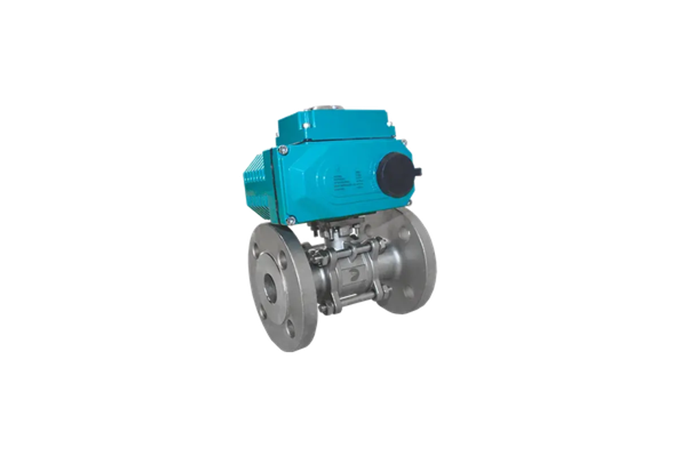 Кран шаровый фланцевый (3PC), DN40 (1_1/2"), AISI304, PN16, с электроприводом AC 24V (С-05)