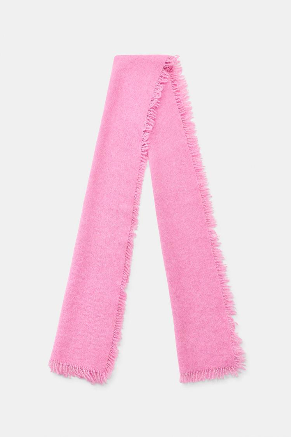 ZARA ТРИКОТАЖНЫЙ ШАРФ С БАХРОМОЙ, РОЗОВЫЙ