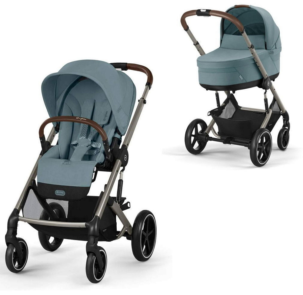Коляска Cybex Balios S Lux TPE complete Cloud G Stone Grey Plus Base G 4 в 1 Stormy Blue с дождевиками
