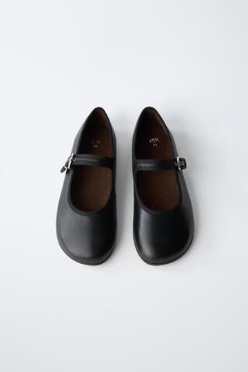 ZARA КОЖАНЫЕ БАЛЕТКИ BAREFOOT, ЧЕРНЫЙ