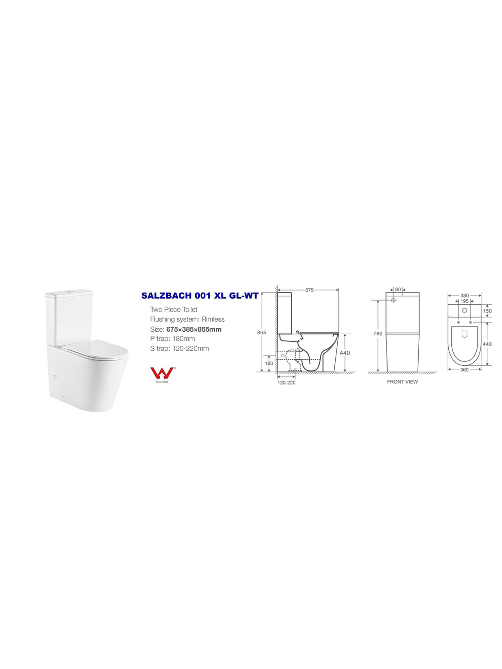 Унитаз компакт  WeltWasser WW SALZBACH 001 XL GL-WT  10000008266 белый глянец