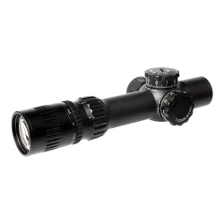 Прицел March-F 1-10x24 Shorty DR-TR1FB FFP+SFP 30мм, с кронштейном - вид спереди в пол-оборота