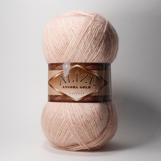 ALIZE "Angora Gold Simli", 10% мохер, 10% шерсть, 5% металлик - 75% Акрил, 100 гр, 550 м, 161 пудра