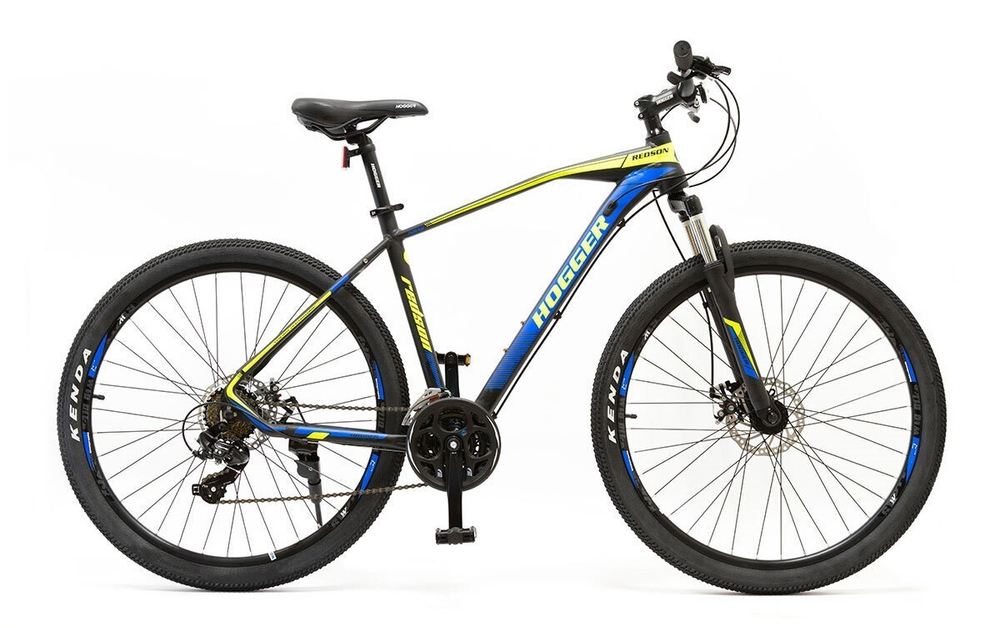 Велосипед 27.5" HOGGER REDSON MD, 17", алюм, 21 ск, susp. fork, черно-желтый-синий металлик, 2025