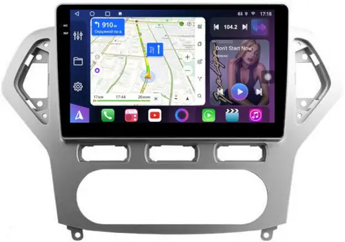 Магнитола для Ford Mondeo 4 2007-2010 (рамка серебро) - FarCar S500-TS18 монитор 10.36" QLED на Android 14, CarPlay, 4G SIM-слот