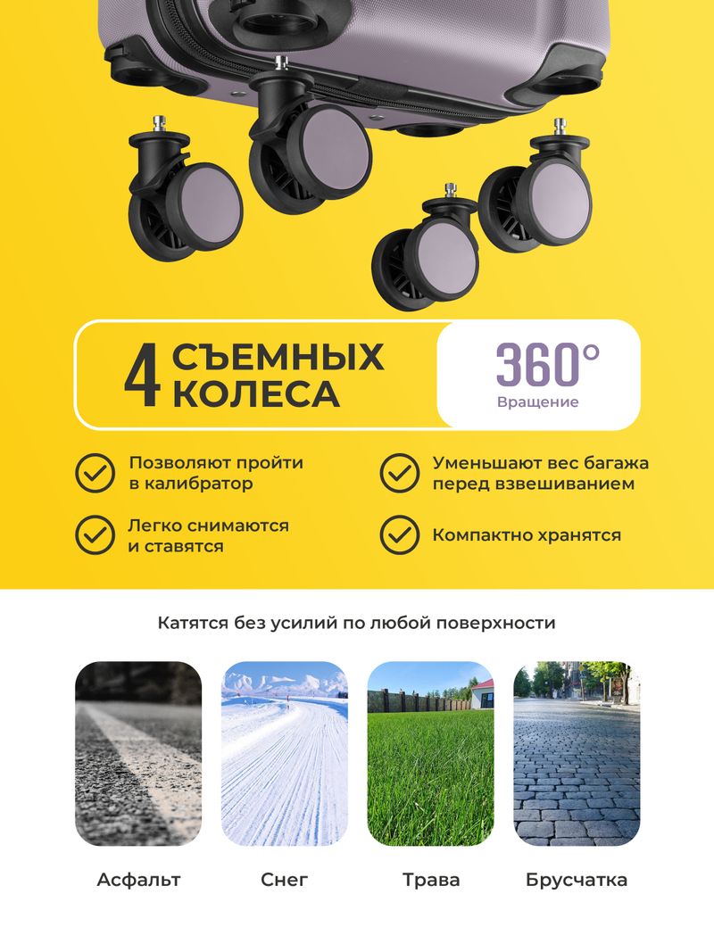 Чемодан Bonle размер L Лавандовый