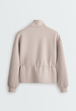 Oysho Короткая куртка из ткани с модалом в тонкую полоску, коричневый меланж