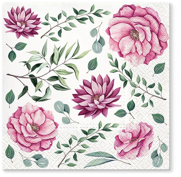 Салфетки 3-слойные для декупажа Sagen Vintage Design Lunch Tete a Tete Цветущая георгина