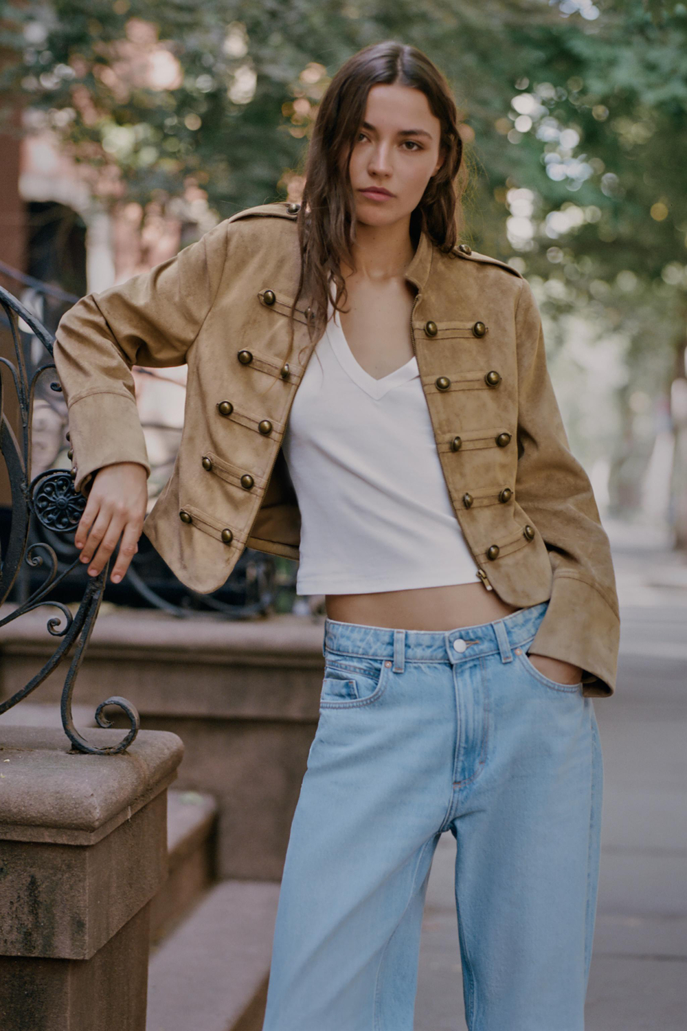 ZARA КУРТКА ИЗ ИСКУССТВЕННОЙ ЗАМШИ С ЗАСТЕЖКАМИ ТОГГЛ, РЫЖЕВАТО-КОРИЧНЕВЫЙ