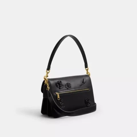 COACH СУМКА ЧЕРЕЗ ПЛЕЧО TABBY CHAIN С ЦВЕТОЧНЫМ ДЕКОРОМ, ЧЕРНЫЙ