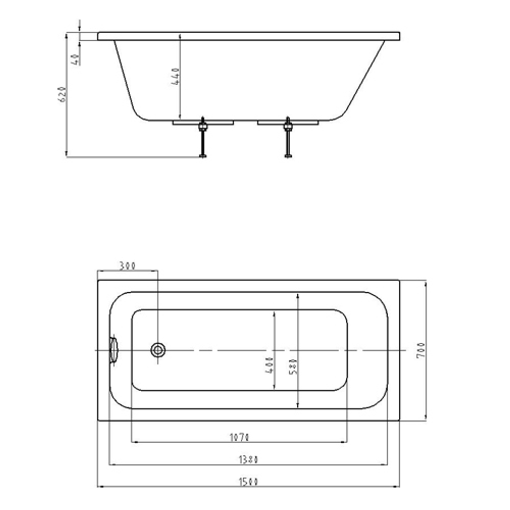 Акриловая ванна Aquatek (Акватек) Мия 150x70 с каркасом