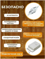 Гирлянда электрическая интерьерная 3х2 метра Новый Год 2023 /320 LED/Светодиодная штора- занавес/Световой дождь/Тюль /Теплый желтый/Серия: Лапландия