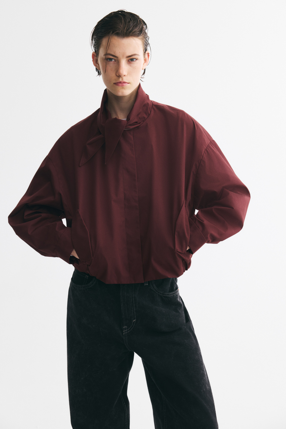 Куртка с шалевым воротником и низом-баллон - H&M