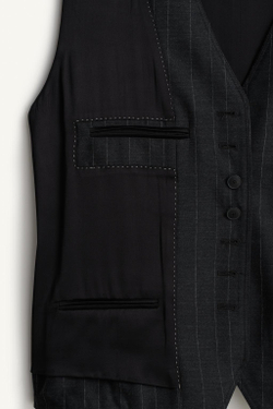 ZARA ДВУСТОРОННИЙ ЖИЛЕТ В ТОНКУЮ ПОЛОСКУ, БЕЛЫЙ/ЧЕРНЫЙ