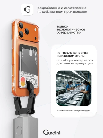 Чехол накладка iPhone 17 Pro / 18 Pro 6.3" Gurdini силикон с отделением для карты прозрачный