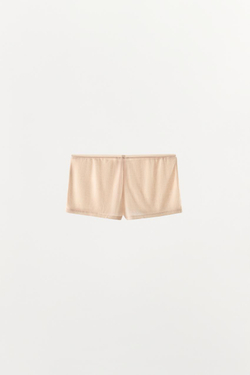 ZARA ШОРТЫ ИЗ АЖУРНОГО ТРИКОТАЖА С БАНТОМ И ПУГОВИЦАМИ, ЦВЕТ РОЗОВОГО ДЕРЕВА