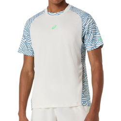 Мужская теннисная футболка Asics Padel Court All Over Short Sleeve — cream/saba blue