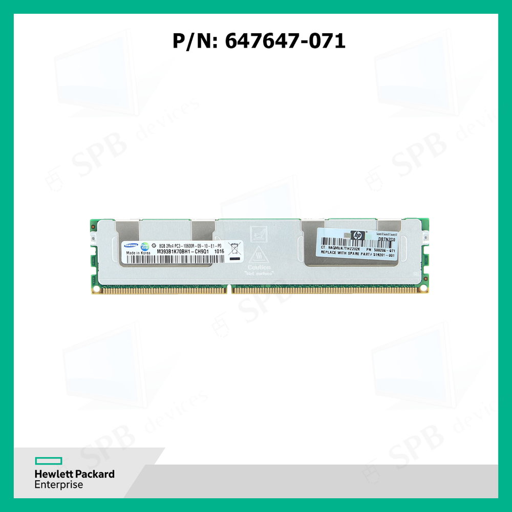 Модуль памяти Hewlett-Packard 8GB (1X8GB) 2RX4 PC3-8500 (DDR3-1066) , 516423-B21 ( 500206-071, 519201-001)