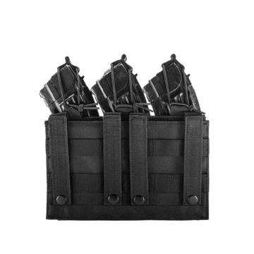 Подсумок под три магазина АК с административным отделением, black