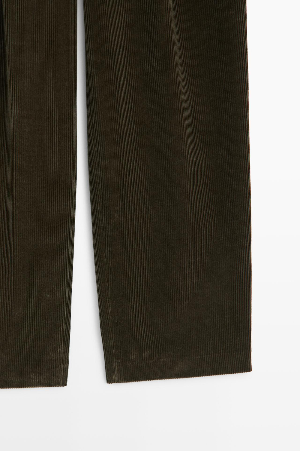 Massimo Dutti Вельветовые брюки с широкими штанинами и вытачками, хаки
