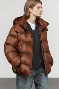 Massimo Dutti Сатиновый пуховик, карамельный