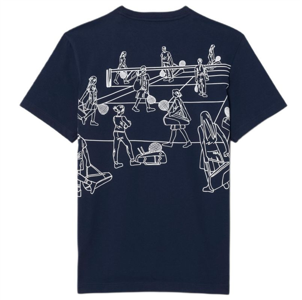 Теннисная футболка Lacoste Ultra Dry Printed - navy blue