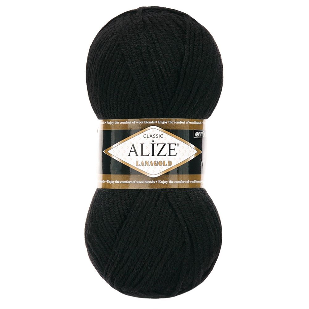 Пряжа Alize (Ализе) Lana Gold / уп.5 мот. по 100 г, 240м, 060 черный A