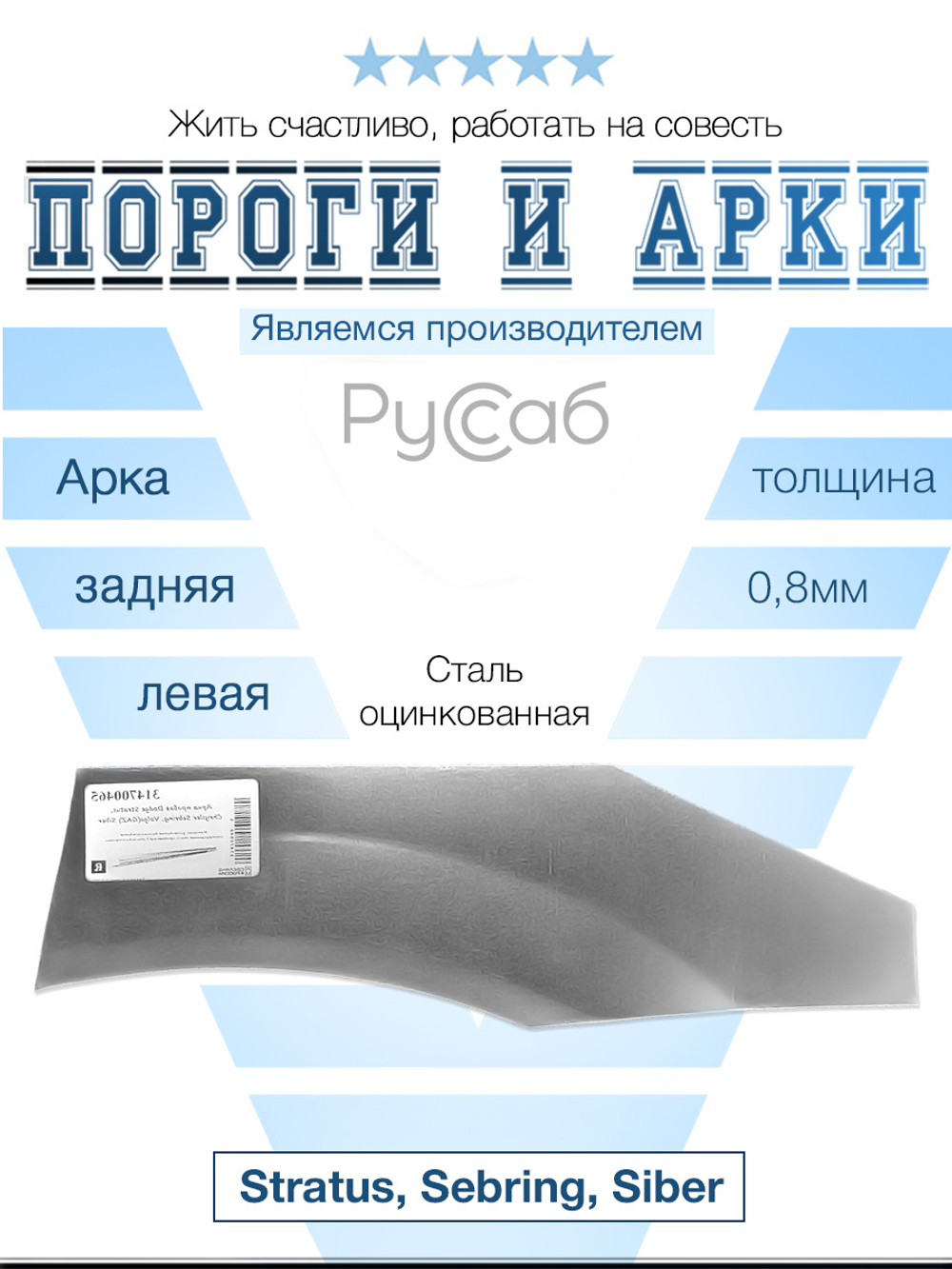 Арка левая Dodge Stratus, Chrysler Sebring, Volga(GAZ) Siber