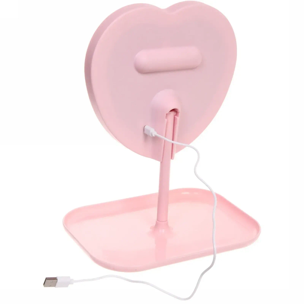 Зеркало настольное с подсветкой на подставке «Mary Touch - Heart», цвет розовый, USB, 20*29см