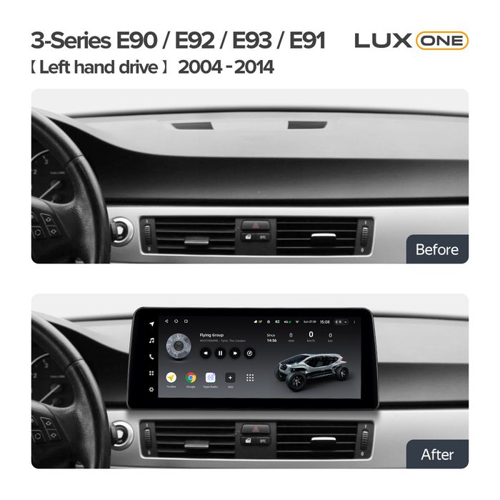 Магнитола для BMW 3-серия E90 2005-2012 (врезка наверх) - Teyes LUX ONE монитор 12.3" на Android 10, Быстрая, CarPlay, 4G SIM-слот, джойстик iDrive в комплекте