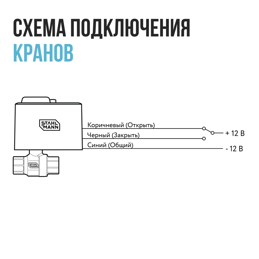 Кран шаровой с электроприводом Stahlmann 1F 12В