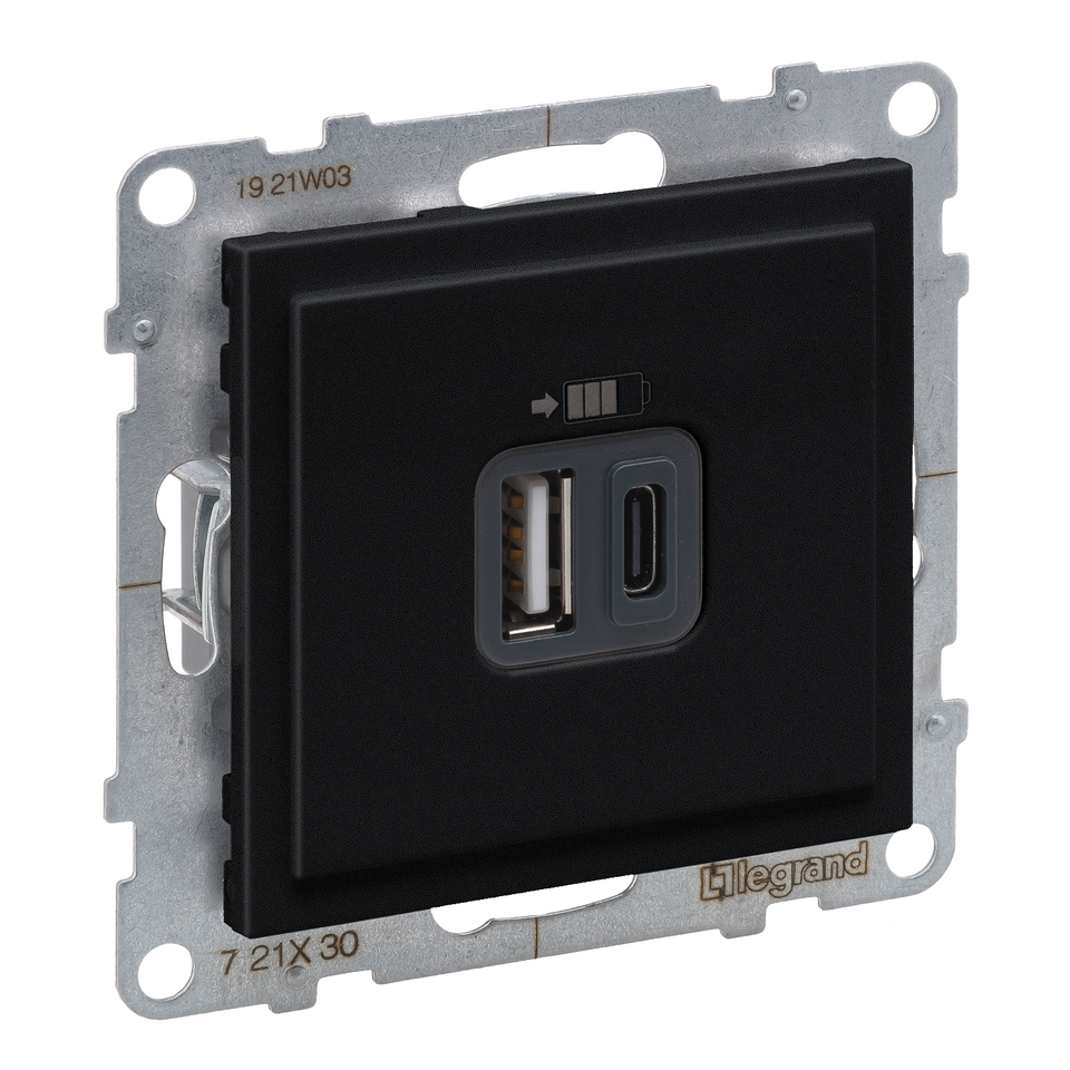 Зарядное устройство с двумя USB-разьемами A-C 240В/5В 3000мА - Legrand SUNO - Антрацит
