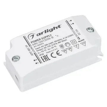 Блок питания 8W 12V 0.67A IP20 ARV-SN12008-B 033273 Arlight
