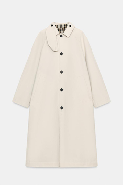 ZARA ДВУСТОРОННИЙ ТРЕНЧ В КЛЕТКУ — ZW COLLECTION, БЕЖЕВЫЙ