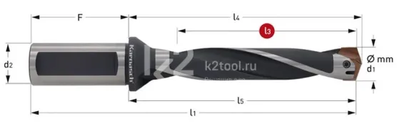 Корпус сверла со сменными пластинами Karnasch 10-10,2×31,5 мм, Weldon, DIN 1835-B, арт. 22.1050.00315.0100