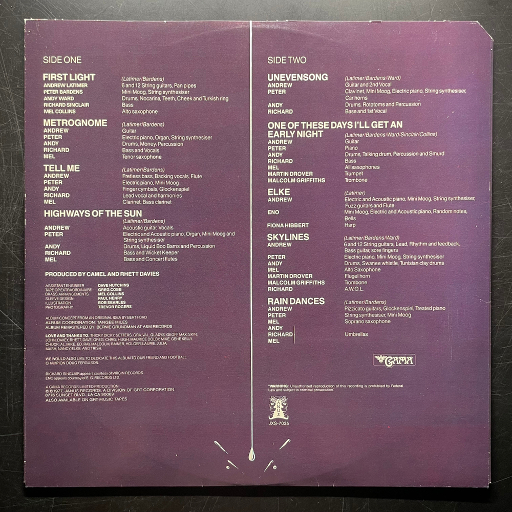 Camel ‎– Rain Dances (США 1977г.)