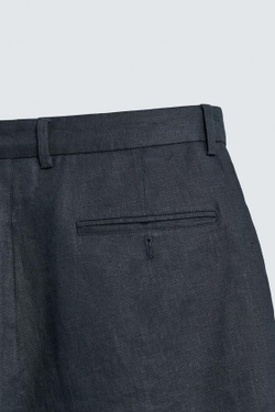 ZARA БЕРМУДЫ ИЗ 100% ЛЬНА КЛАССИЧЕСКОГО КРОЯ, МОРСКОЙ СИНИЙ