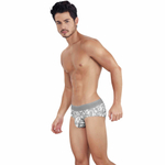 Серые мужские трусы-брифы с растительным принтом Grace Classic Brief (Размер: XL) (Цвет: серый)