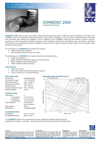 COMBIDEC 2000-DC315мм x 10м Ламинированный гибкий воздуховод (Нидерланды)