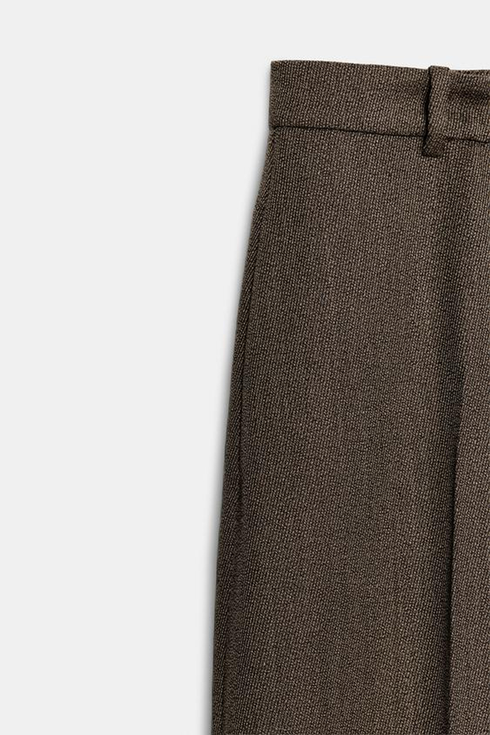 ZARA БРЮКИ BALLOON ИЗ СМЕСОВОЙ ШЕРСТИ ZW COLLECTION, КОРИЧНЕВЫЙ МЕЛАНЖ